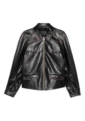 Prada front-pocket leather jacket - Black