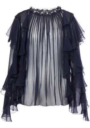 Alberta Ferretti ruffle-detail silk blouse - Blue