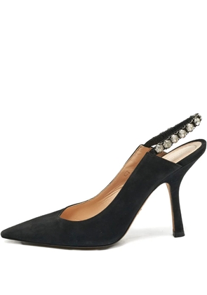Christian Dior Pre-Owned suede crystal slingback pumps - Black