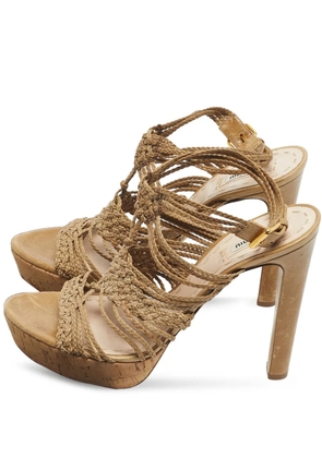 Miu Miu Pre-Owned woven straps platform sandals - Neutrals