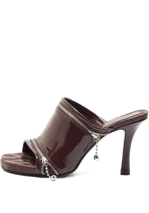 Burberry Pre-Owned 100mm zip-detailing leather mules - Red