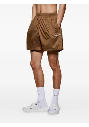 MKI Miyuki Zoku logo drawstring swim shorts - Brown