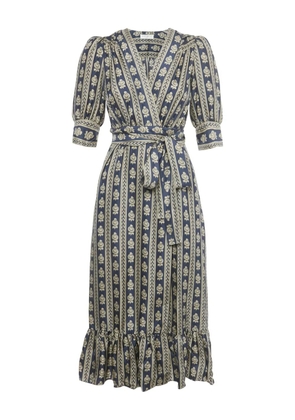 SANDRO wrap silk midi dress - Blue