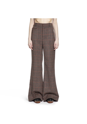 High-rise Flared Trousers in Wool Check