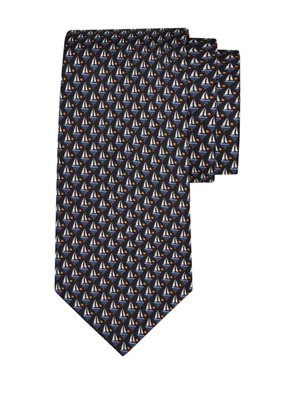 Ferragamo sailboat-patterned tie - Black