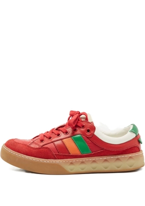 Gucci Pre-Owned striped lace-up sneakers - Red