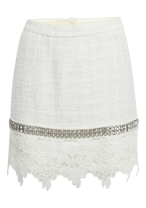 Dolce & Gabbana Pre-Owned lace-panel crystal mini skirt - White