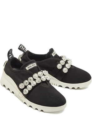Miu Miu Pre-Owned crystal knit sneakers - Black