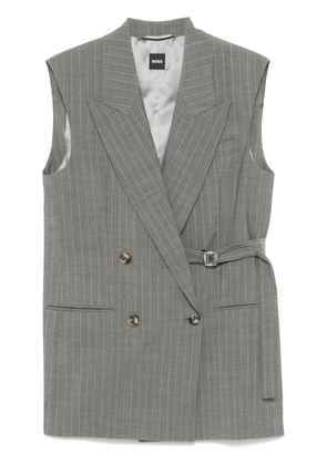 BOSS pinstripe-pattern waistcoat - Grey