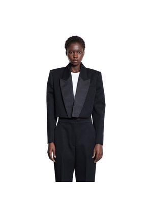 Cropped Tuxedo Blazer in Wool