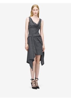 ALEXANDER MCQUEEN - Flecked Glen Check Asymmetric Dress - Item 858540QJAFV1080