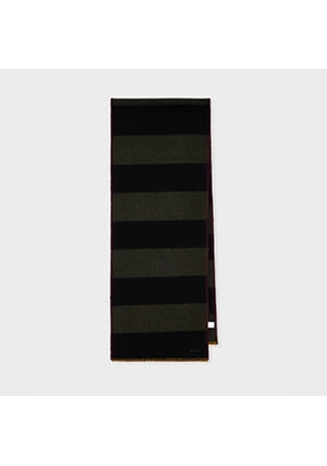 Paul Smith Black Stripe Blanket Stitch Scarf