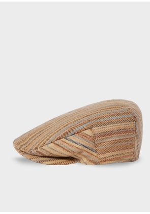 Paul Smith Beige 'Signature Stripe' Merino Wool Flat Cap Brown
