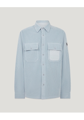 Belstaff Fallgate Shirt Men's Cotton Corduroy Quarry Blue Size 3XL