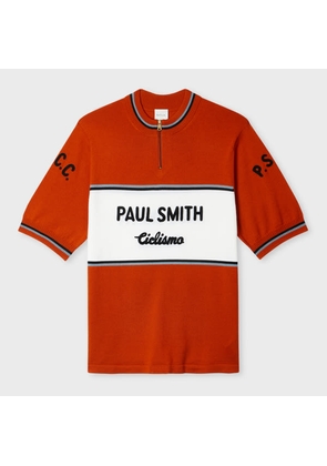 Paul Smith Burnt Orange Merino Wool Knitted Cycle Jersey