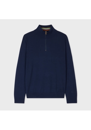Paul Smith Navy Merino Wool Half-Zip Sweater Blue