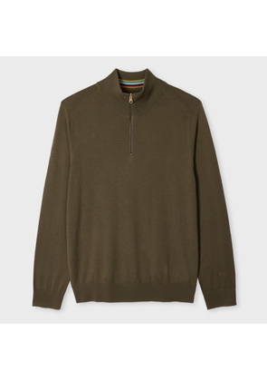 Paul Smith Khaki Merino Wool Half-Zip Sweater Brown
