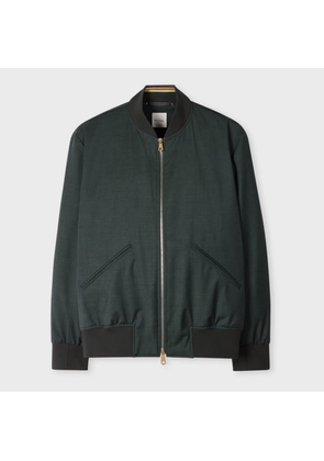 Paul Smith Dark Green Melange 'Storm System' Wool Bomber Jacket