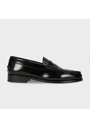 Paul Smith Black 'Signature Stripe' Leather 'Lido' Loafers