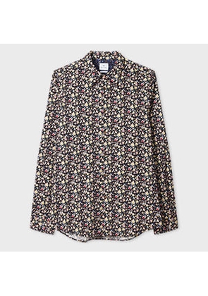 PS Paul Smith Black 'Good Fortune Floral' Tailored-Fit Shirt
