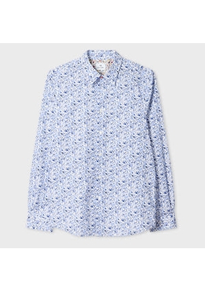 PS Paul Smith Blue 'Good Fortune Floral' Tailored-Fit Shirt White