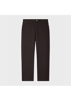 Paul Smith Brown Pinstripe Wool Five-Pocket Trousers Red