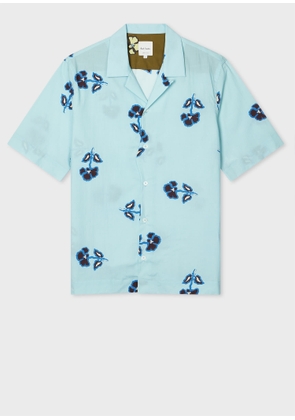 Paul Smith Light Blue Cotton-Lyocell 'Tri Flower' Short-Sleeve Shirt