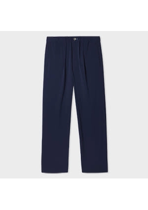 PS Paul Smith Navy Stretch Pleated Trousers Blue