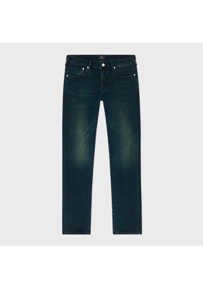PS Paul Smith Slim-Standard Navy-Wash 'Crosshatch Stretch' Jeans Blue
