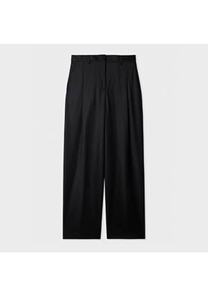 Paul Smith Women's Black Wool-Cashmere Flannel Wide-Leg Trousers