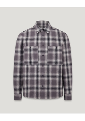 Belstaff Outpost Flannel Shirt Men's Cotton Check Black / Tornado Grey / Cement Grey Size 3XL