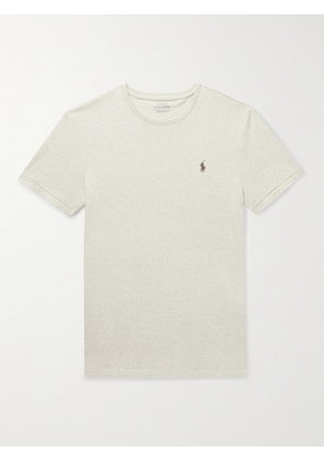 Polo Ralph Lauren - Slim-Fit Logo-Embroidered Mélange Cotton-Jersey T-Shirt - Men - Neutrals - S