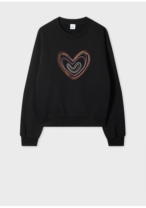 PS Paul Smith Women's Black Organic Cotton 'Swirl Heart' Embroidered Sweatshirt