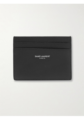 SAINT LAURENT - Logo-Print Pebble-Grain Leather Cardholder - Men - Black