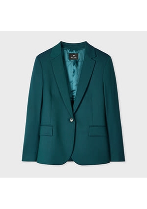 PS Paul Smith Women's Petrol Green Slim-Fit Wool-Blend Blazer