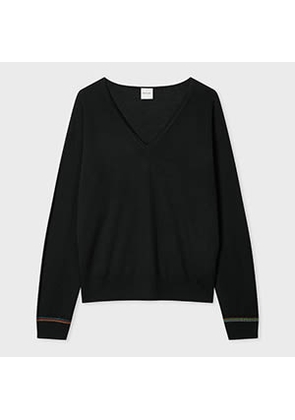 Paul Smith Women's Black Merino Wool V Neck Sweater