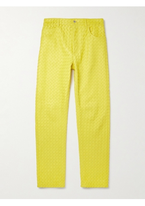 Bottega Veneta - Intrecciato Leather Trousers - Men - Yellow - IT 48