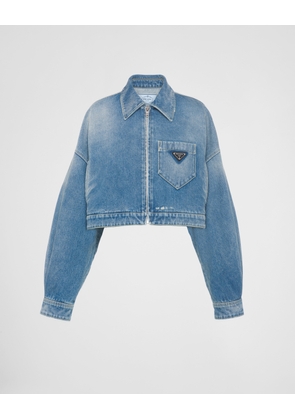 Cropped organic denim jacket