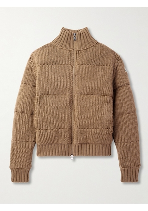 Moncler - Padded Shell-Panelled Virgin Wool Down Zip-Up Cardigan - Men - Brown - S