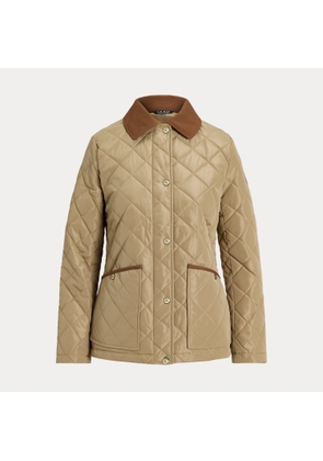 Twill-Trim Diamond-Quilted Barn Jacket