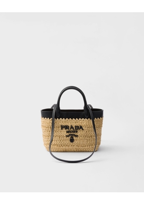 Mini crochet and leather tote bag