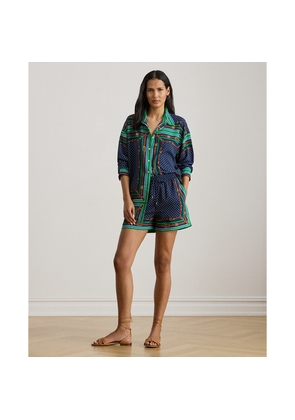 Belting-Print & Polka-Dot Drawcord Short