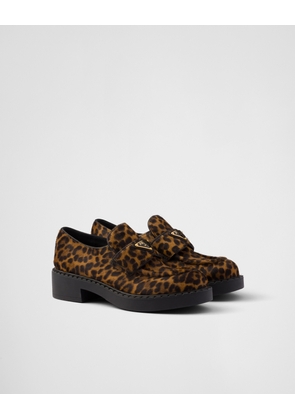 Chocolate printed leather loafers