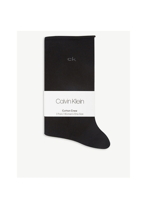 Womens Calvin Klein Logo-Print Cotton-Blend Socks Pack Of Two