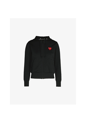 Womens Comme Des Garcons Play Heart-Embroidered Cotton-Jersey Hoody