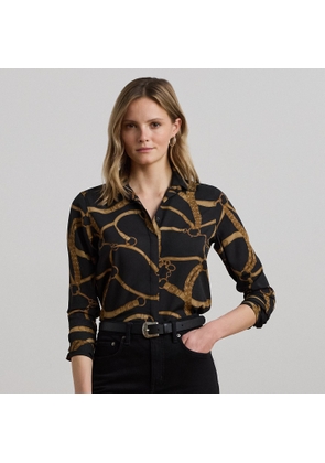 Petite - Classic Fit Belting-Print Crepe Shirt