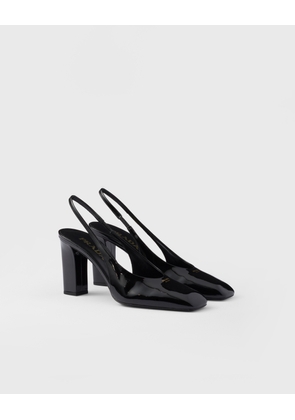 Patent leather slingback pumps