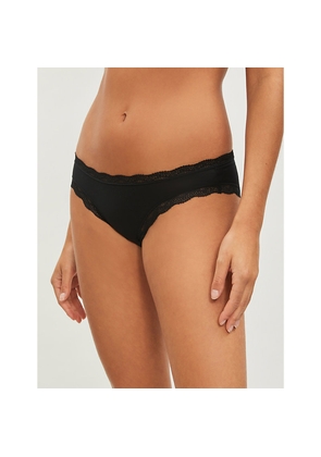 Womens Stripe & Stare High-Rise Lace Stretch-Jersey Briefs