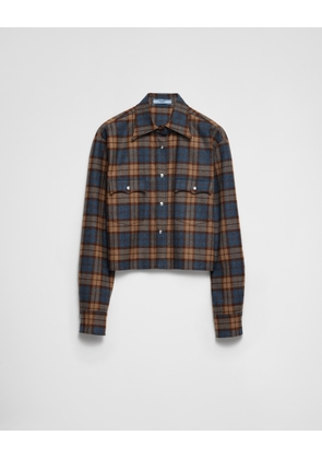 Checked wool twill shirt