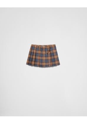 Checked wool twill miniskirt